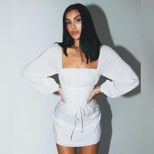 Princess Polly Fauce Long Sleeve Mini Dress 👑 NWT • Size 4